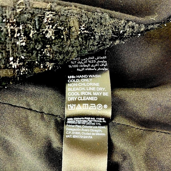 WHBM Tweed Blazer Jacket Moto Zip Peplum Collarless Black Size 2 - Picture 7 of 8